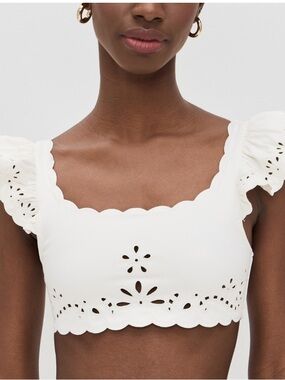 Sea New York White Eyelet Scallop Bikini Top